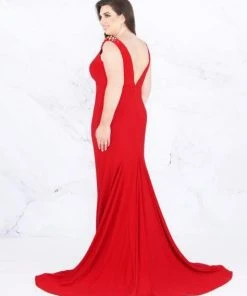 Mac Duggal Fabulouss - 66810F Embellished V-neck Empire Trumpet Dress Formal Gowns