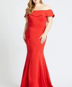 Formal Gowns Mac Duggal Fabulouss - 66812F Off-Shoulder Mermaid Dress With Train