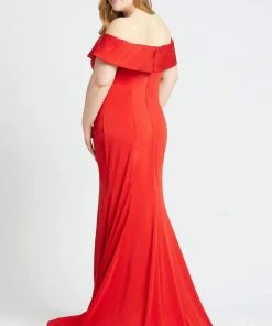 Formal Gowns Mac Duggal Fabulouss - 66812F Off-Shoulder Mermaid Dress With Train