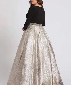 Mac Duggal Fabulouss - 67229F Long Sleeve Shiny Long Ballgown Formal Gowns