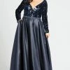 Mac Duggal Fabulouss - 77565F Sequined Plunging Long Sleeves Gown Formal Gowns