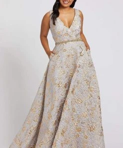 Mac Duggal Fabulouss - 77741F Embossed Flowers A-line Dress Formal Gowns