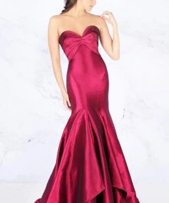 Mac Duggal Flash - 12110L Metallic Mesh Strapless Trumpet Evening Gown Formal Gowns