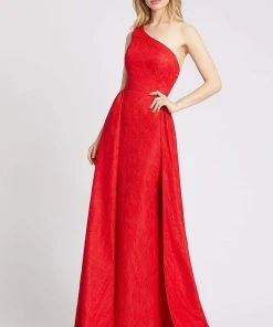 Mac Duggal Flash - 12363L Lace One Shoulder Dress With Train Formal Gowns
