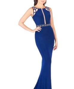Mac Duggal Flash - 2062L Crisscross-Paneled Illusion Jersey Gown