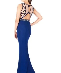Mac Duggal Flash - 2062L Crisscross-Paneled Illusion Jersey Gown