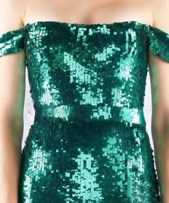 Formal Gowns Mac Duggal Flash - 4822L Off-Shoulder Sequined Gown With Slit