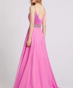 Formal Gowns Mac Duggal Flash - 48896L Ruched Plunging V-Neck Gown With Slit