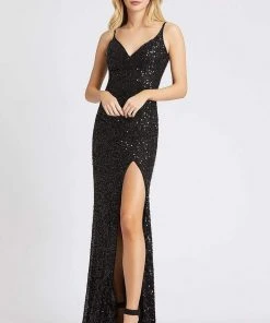 Formal Gowns Mac Duggal Flash - 5064L Full Sequin V Neck Sleeveless Fitted Gown