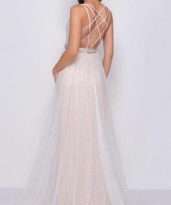 Mac Duggal Flash - 66910L Beaded Deep V-neck A-line Dress With Train 6 Mac Duggal Flash - 66910L Beaded Deep V-neck A-line Dress With Train