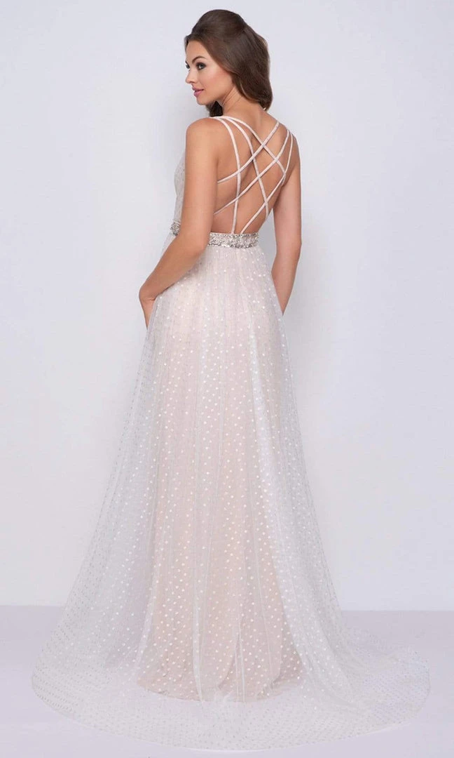 Mac Duggal Flash - 66910L Beaded Deep V-neck A-line Dress With Train 4 Mac Duggal Flash - 66910L Beaded Deep V-neck A-line Dress With Train