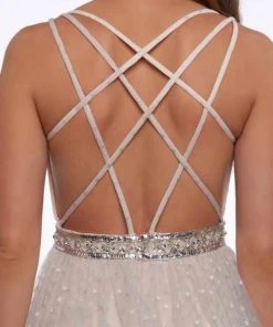 Mac Duggal Flash - 66910L Beaded Deep V-neck A-line Dress With Train 7 Mac Duggal Flash - 66910L Beaded Deep V-neck A-line Dress With Train