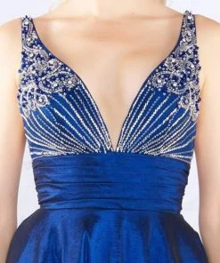 Mac Duggal Flash - 66926L Bead Embellished Plunging V Neck Ballgown 7 Mac Duggal Flash - 66926L Bead Embellished Plunging V Neck Ballgown