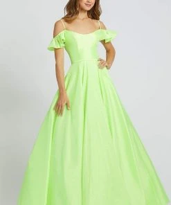 Formal Gowns Mac Duggal Flash - 77701L Cold Shoulder Satin A-line Dress