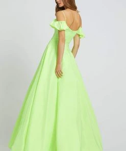 Formal Gowns Mac Duggal Flash - 77701L Cold Shoulder Satin A-line Dress
