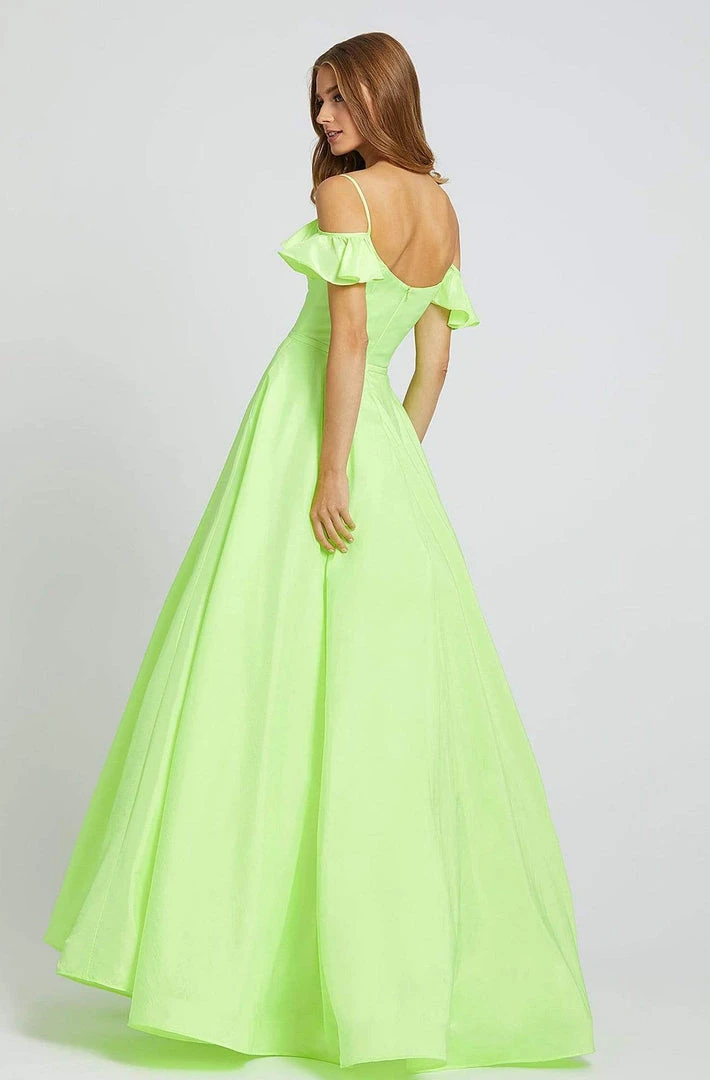 Formal Gowns Mac Duggal Flash - 77701L Cold Shoulder Satin A-line Dress 4 Formal Gowns Mac Duggal Flash - 77701L Cold Shoulder Satin A-line Dress