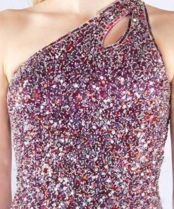 Mac Duggal Flash - Sequined Asymmetric Sheath Dress With Train 4918L Formal Gowns