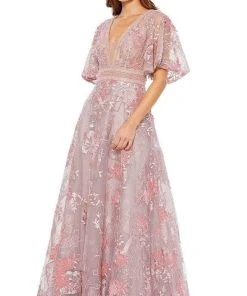 Mac Duggal - Flutter Sleeve A-Line Formal Gown 20262 - 1 Pc Pink In Size 16 Available Formal Gowns