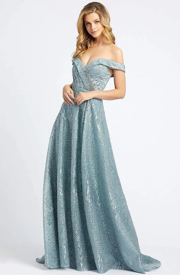 Mac Duggal - Off-Shoulder A-line Evening Gown 20121D - 1 Pc French Blue In Size 8 Available Formal Gowns 3 Mac Duggal - Off-Shoulder A-line Evening Gown 20121D - 1 Pc French Blue In Size 8 Available Formal Gowns