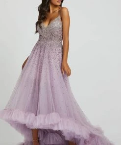 Mac Duggal Prom - 11111M Embellished V-neck A-line Gown With Train