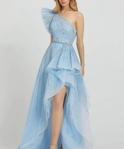 Mac Duggal Prom - 11118M Bedazzled One Shoulder A-line Dress Formal Gowns