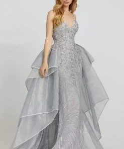 Formal Gowns Mac Duggal Prom - 12311M Embroidered V-neck Dress With Overskirt