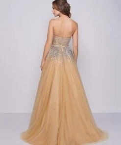 Formal Gowns Mac Duggal Prom - 26015M Strapless Crystal Cascaded Tulle Ballgown