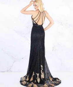 Mac Duggal Prom - 30578M Beaded Halter Strappy Back Embellished Gown