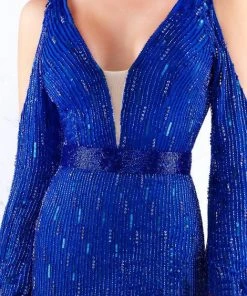 Mac Duggal Prom - 4804M Split Bishop Sleeve Plunging Beaded Gown Formal Gowns 7 Mac Duggal Prom - 4804M Split Bishop Sleeve Plunging Beaded Gown Formal Gowns