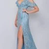 Mac Duggal Prom - 4884M Sequined Plunging V-Neck Gown With Slit Formal Gowns