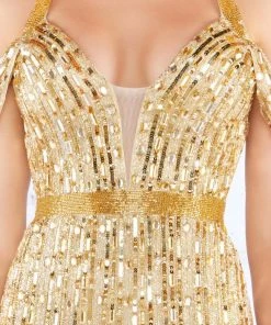 Mac Duggal Prom - 4901M Sequined Cold Shoulder Plunging Gown 7 Mac Duggal Prom - 4901M Sequined Cold Shoulder Plunging Gown