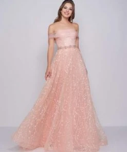 Formal Gowns Mac Duggal Prom - 50535M Draped Sheer Off Shoulder Lace Gown