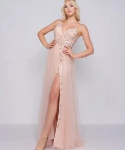 Mac Duggal Prom - 50546M Beaded Floral Appliques A-Line Gown