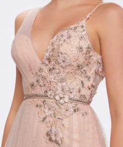 Mac Duggal Prom - 50546M Beaded Floral Appliques A-Line Gown