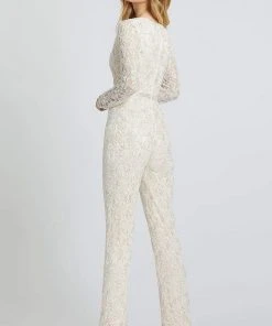 Mac Duggal Prom - 5120M Beaded Plunging V-Neck Jumpsuit