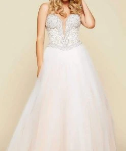 Mac Duggal Prom 65357 H Plunging Sweetheart Dress - 1 Pc Ivory/Nude In Size 10 Available