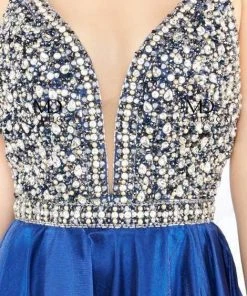 Mac Duggal Prom - 66762M Strappy Beaded Plunging Gown With Slit 7 Mac Duggal Prom - 66762M Strappy Beaded Plunging Gown With Slit