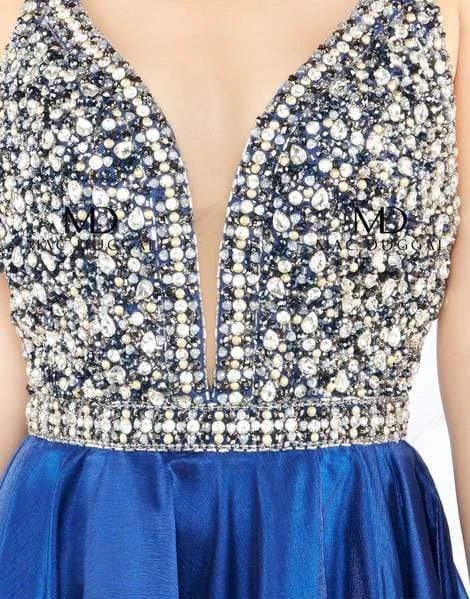 Mac Duggal Prom - 66762M Strappy Beaded Plunging Gown With Slit 5 Mac Duggal Prom - 66762M Strappy Beaded Plunging Gown With Slit