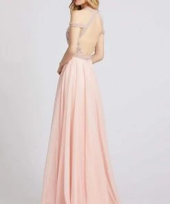 Mac Duggal Prom - 66879M Beaded Halter Cutout Gown With Slit Formal Gowns