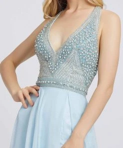 Mac Duggal Prom - 66881M Beaded Plunging Halter A-Line Gown Formal Gowns