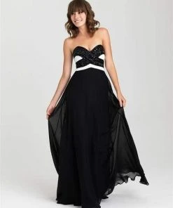 Madison James - 16-427 Dress In Black White
