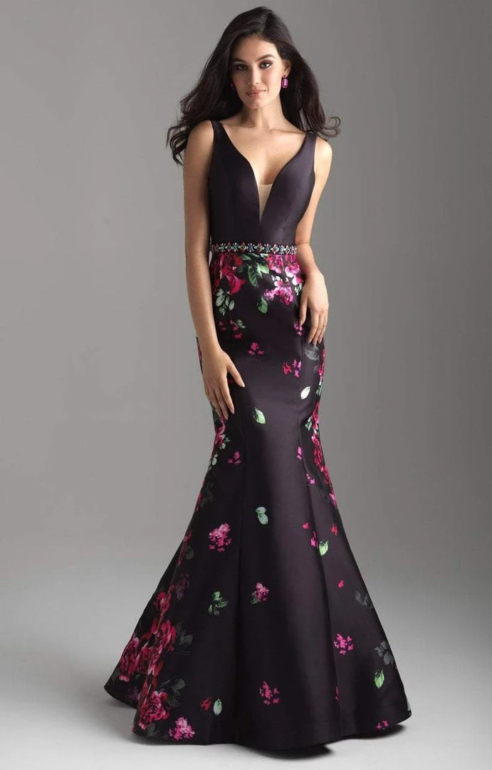 Madison James - 18-601 Plunging Ladder Back Floral Mermaid Gown 3 Madison James - 18-601 Plunging Ladder Back Floral Mermaid Gown