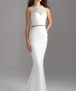 Formal Gowns Madison James - 18-615 Illusion Bodice Sequined Sheath Gown