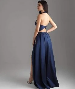 Madison James - 18-620 Halter Neck Mikado High Low Gown Formal Gowns 7 Madison James - 18-620 Halter Neck Mikado High Low Gown Formal Gowns