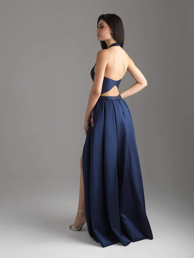 Madison James - 18-620 Halter Neck Mikado High Low Gown Formal Gowns 5 Madison James - 18-620 Halter Neck Mikado High Low Gown Formal Gowns