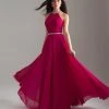 Madison James - 18-621 Beaded Halter Neck Lace And Chiffon Gown Formal Gowns