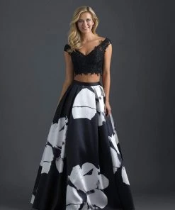 Madison James - 18-630 Two Piece Lace Floral Evening Gown Formal Gowns