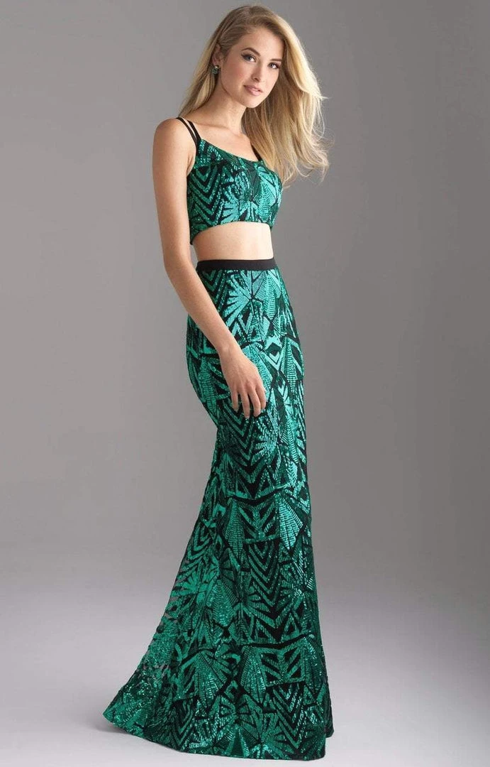 Formal Gowns Madison James - 18-636 Two Piece Crop Top Sequined Dress 4 Formal Gowns Madison James - 18-636 Two Piece Crop Top Sequined Dress