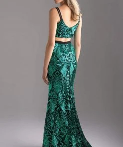 Formal Gowns Madison James - 18-636 Two Piece Crop Top Sequined Dress 7 Formal Gowns Madison James - 18-636 Two Piece Crop Top Sequined Dress