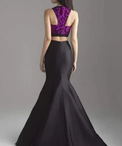 Madison James - 18-637 Two Piece Crop Top Mikado Mermaid Gown